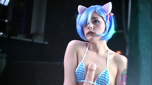 Fresh Cat girl Rem fuck her holes with this big dildo and squirts while getting orgasm - Cosplay Amateur Spooky Boogie fresh Movies