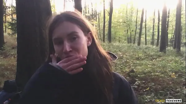 Fresh Russian girl gives a blowjob in a German forest (family homemade porn fresh Movies