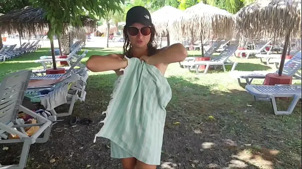 Hot StepMom Seduces StepSon by showing Tits and Pussy in a AquaPark. Public Blowjob total Clips